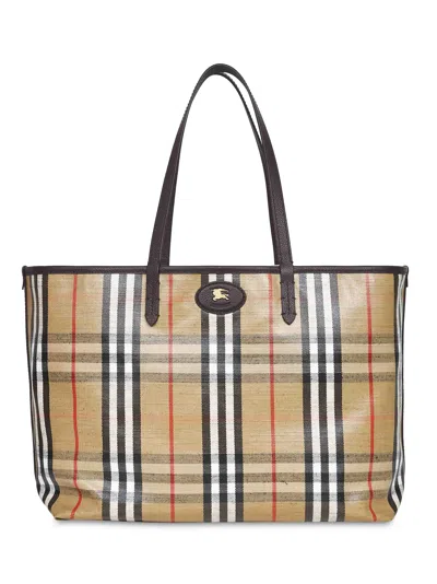 Burberry Women Beige Highlands Medium Tote Bag In Multi