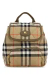 Burberry Embroidered Canvas Mini Horseshoe Backpack In Brown