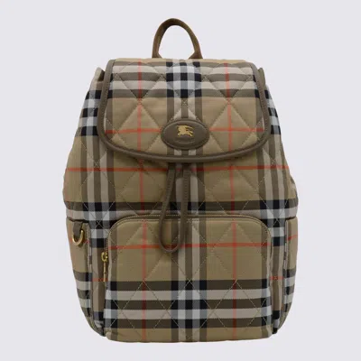 Burberry Beige Horseshoe Backpack In Multi