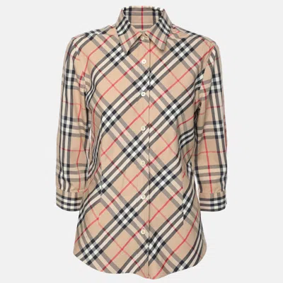 Pre-owned Burberry Beige House Check Cotton Blend Long Sleeve Shirt S