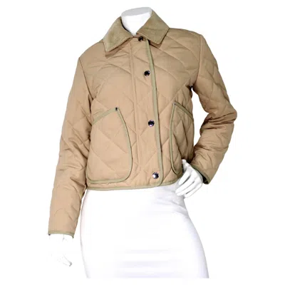 Pre-owned Burberry Beige Lanford Quilted Jacket With Corduroy Collar In Brown