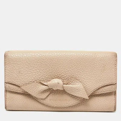 Pre-owned Burberry Beige Leather Bow Continental Wallet