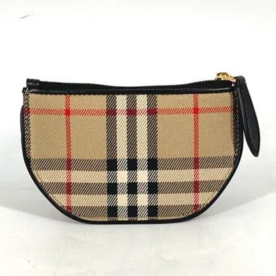 Pre-owned Burberry Beige Leather Canvas Coin Purse/coin Case ()