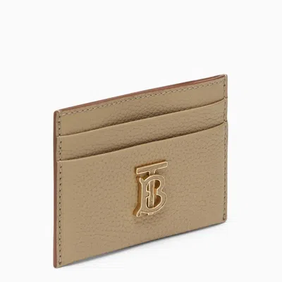 BURBERRY BEIGE LEATHER CARD HOLDER FOR WOMEN WITH LOGO