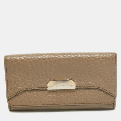 Pre-owned Burberry Beige Leather Flap Continental Wallet