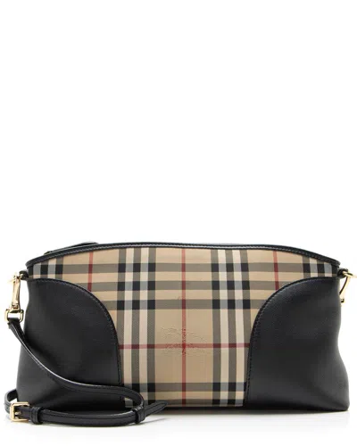 Pre-owned Burberry Beige Leather Horseferry Check Chichester Crossbody (authentic Pre-  Loved)