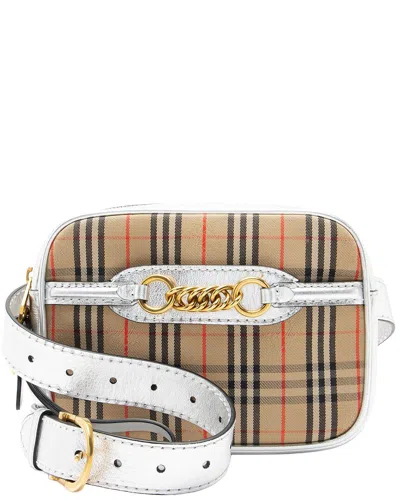 Pre-owned Burberry Beige Leather Horseferry Check Link Belt Bag (authentic Pre-loved)