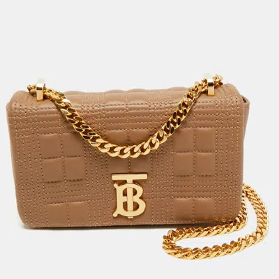 Pre-owned Burberry Beige Leather Mini Lola Chain Crossbody Bag In Sand