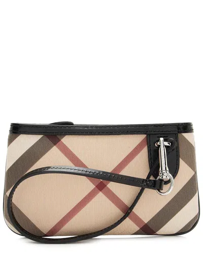 Burberry Beige Leather Nova Check Pochette (authentic Pre-loved) In Multi