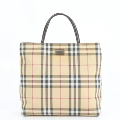 Pre-owned Burberry Beige Leather Nylon Tote Bag () In Sand