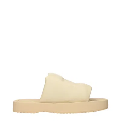 Burberry Beige Leather Slippers Sandals In Neutral