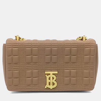 Pre-owned Burberry Beige Leather Tb Chain Shoulder Bag In Sand