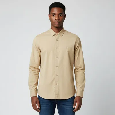 Pre-owned Burberry Beige Logo Embroidered Cotton Long Sleeve Shirt Xxl In Sand