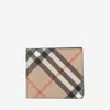 Burberry Check Pattern Beige Folding Wallet Men In Beige