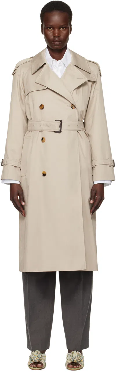 Burberry Beige Long Castleford Trench Coat In Heron