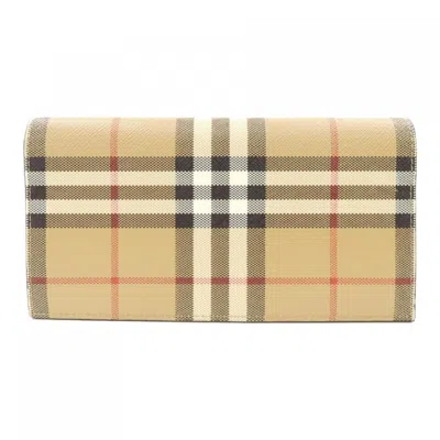 Pre-owned Burberry Beige Long Wallet (bi-fold) () In Sand