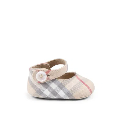 Burberry Kids' Beige Mary Jane Ballet Flats For Baby Girl Vintage Check In Multi