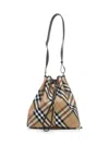 Burberry Beige Medium Check Bucket Bag In Brown