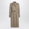 Burberry Beige Mélange Double Breasted Cashmere Coat In Gray