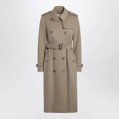 Burberry Beige Mélange Double Breasted Cashmere Coat In Gray