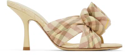 Burberry Beige Mews Rose Heeled Sandals In Tea Cup Ip Check
