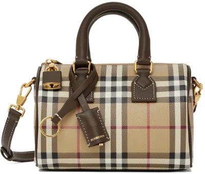 Burberry Beige Mini Check Bowling Bag In Green