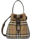 Burberry Beige Mini Check Bucket Bag In Vntg Chk/military