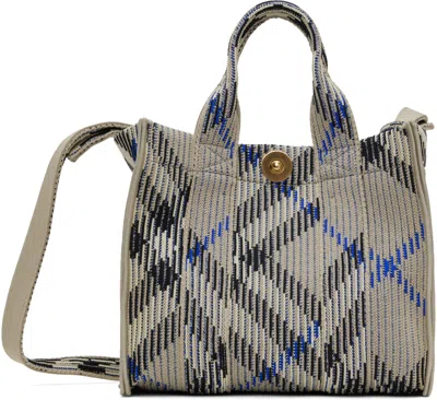 BURBERRY BEIGE MINI CHECK KNITTED TOTE