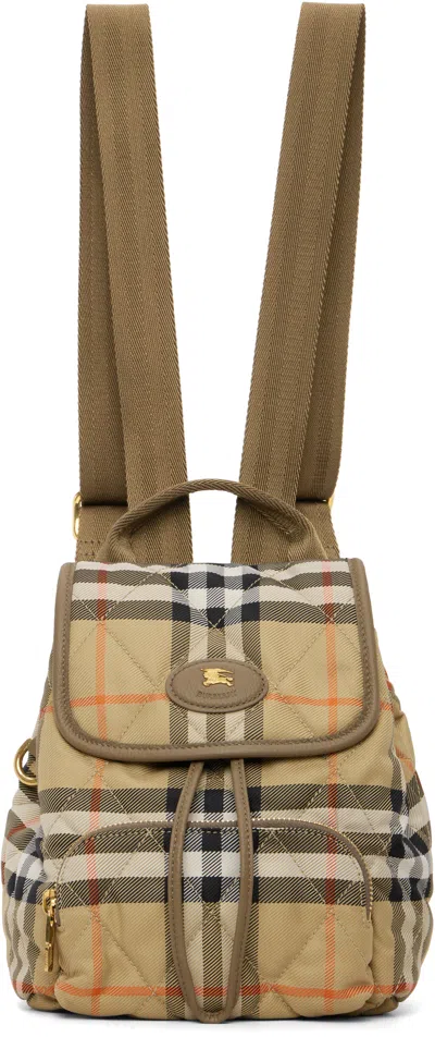 Burberry Beige Mini Horseshoe Backpack In Brown