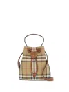 Burberry Mini Drawstring Bucket Handbag In Sand