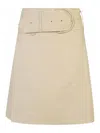 Burberry A-line Belted High-waisted Skirt In Beige