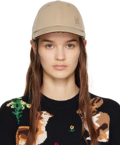 Burberry Beige Monogram Cap In Honey