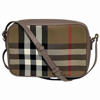 Pre-owned Burberry Beige Multi-color Canvas Leather Shoulder Bag () In Beige, Multi-color