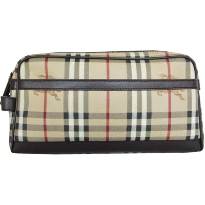 Pre-owned Burberry Beige Multi-color Pvc Leather Clutch Bag ()