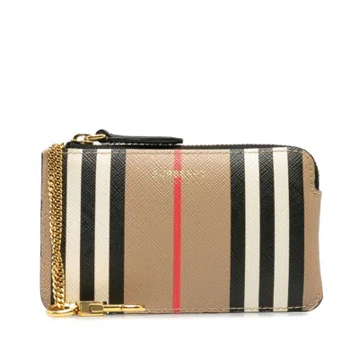 Pre-owned Burberry Beige Multi-color Pvc Leather Coin Purse/coin Case ()