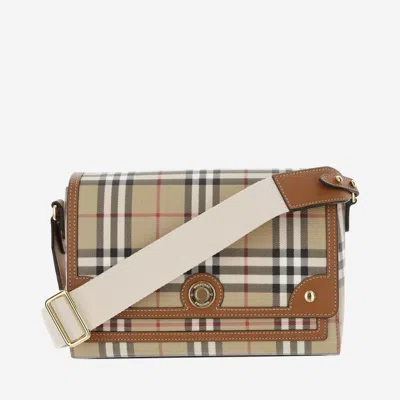 BURBERRY BEIGE NOTE CHECK CROSSBODY BAG