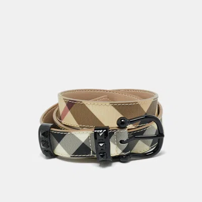 Pre-owned Burberry Beige Nova Check Coated Canvas Buckle Belt 100cm In Sand
