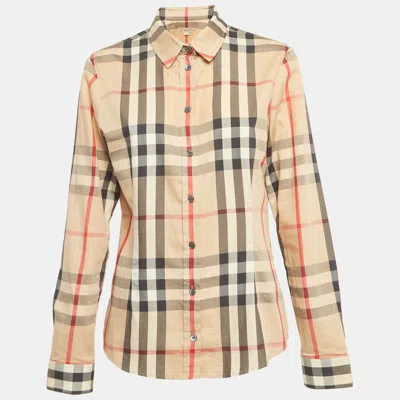 Pre-owned Burberry Beige Nova Check Cotton Slim Fit Shirt L In Sand