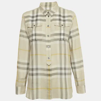 Pre-owned Burberry Beige Nova Check Print Sheer Cotton Shirt Xl In Sand