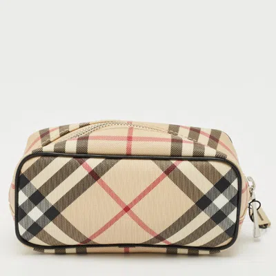 Pre-owned Burberry Beige Nova Check Pvc Mini Cosmetic Pouch