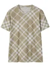 Burberry Check Stretch Cotton Blend T-shirt In Beige