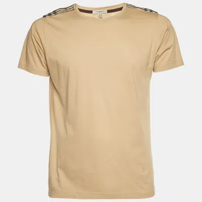 Pre-owned Burberry Beige Novacheck Shoulder Patch Detail T-shirt M