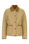Burberry Oldham Beige Quilted Jacket With Corduroy Collar In Tech Fabric Woman In Brown