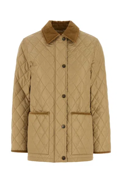 Burberry Beige Nylon Jacket In Brown