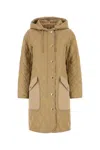 Burberry Diamond-quilted Hooded Parka Coat In Archivebeige