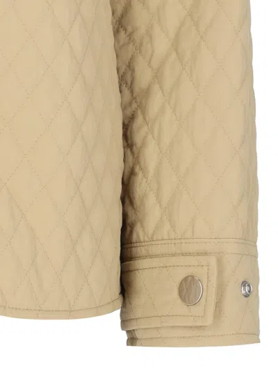 Burberry Beige Nylon Reversible Padded Jacket In Flax