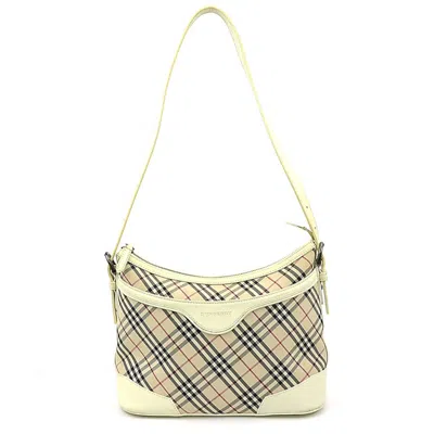 Pre-owned Burberry Beige Off-white Canvas Leather Shoulder Bag () In Beige, Off-white