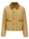 Burberry Quilted Jacket With Corduroy Collar And Pockets In Beige