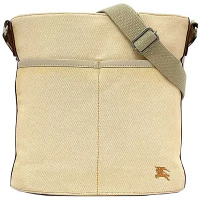 Pre-owned Burberry Beige Orange Canvas Shoulder Bag ()