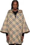 Burberry Beige Packaway Check Twill Cape Jacket In Sand Ip Check